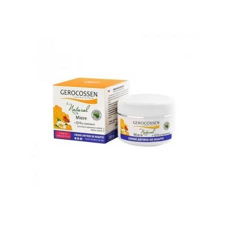 Crema antirid de noapte cu miere, Q10 si vitamina A, Natural, 100ml - Gerocossen