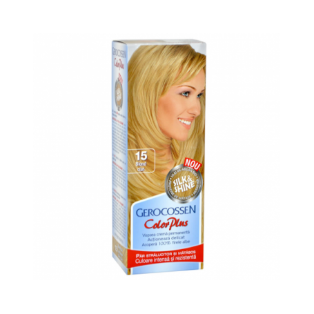 Vopsea de par, nuanta 15 blond clar, Color Plus, 50g - Gerocossen