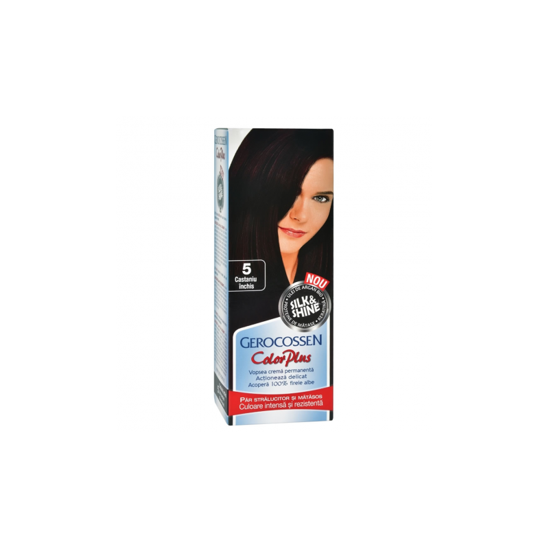Vopsea de par, nuanta 5 castaniu inchis, Color Plus, 50g - Gerocossen