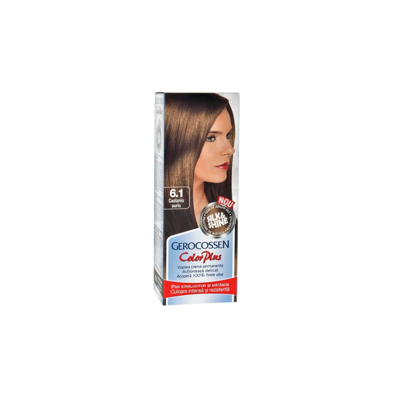 Vopsea de par, nuanta 6.1 castaniu auriu, Color Plus, 50g - Gerocossen