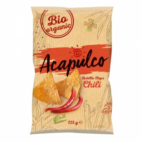 Tortilla chips cu chili, eco-bio, 125g - Acapulco