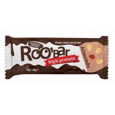 Baton proteic cu migdale invelit in ciocolata, eco-bio, 40g - Roobar