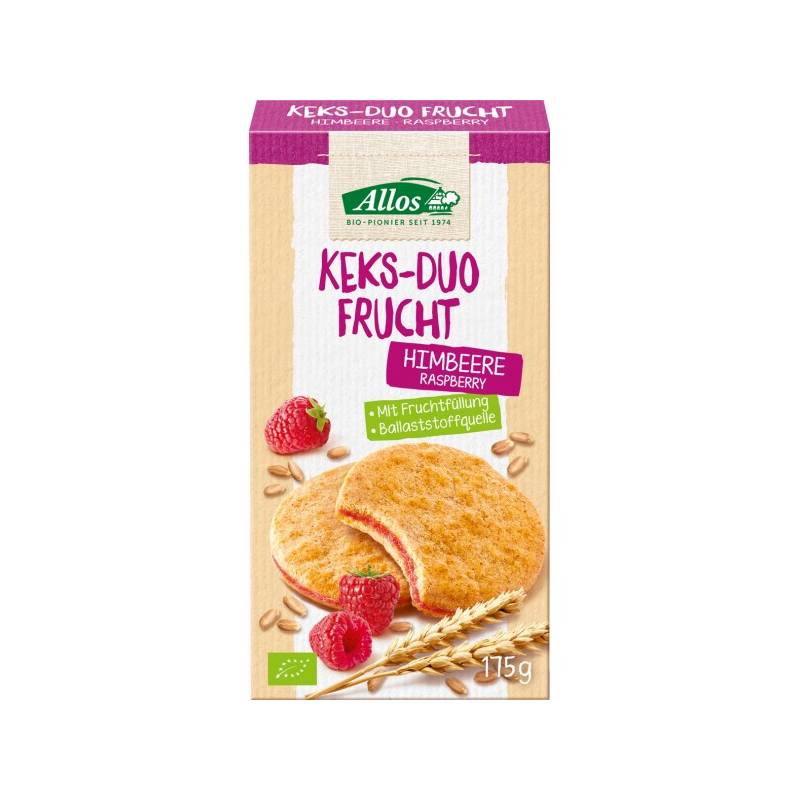Biscuiti cu crema de zmeura, eco-bio, 175g - Allos