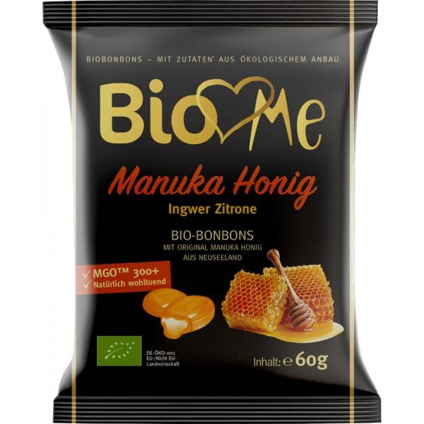 Bomboane cu miere de manuka si ghimbir, eco-bio, 60g - bio loves me