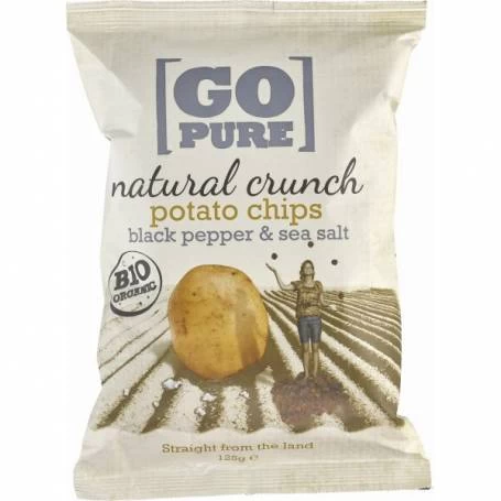 Chipsuri de cartofi cu sare si piper coapte manual, eco-bio, 125g - Go Pure