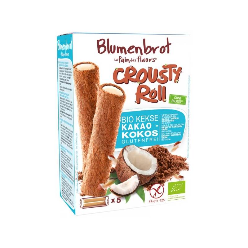 Rulouri crocante cu crema de cocos, fara gluten, eco-bio, 125g -