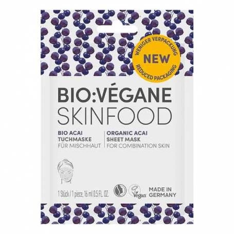 Masca servetel echilibranta cu Acai pentru ten mixt, 16ml - Bio:vegane Skinfood