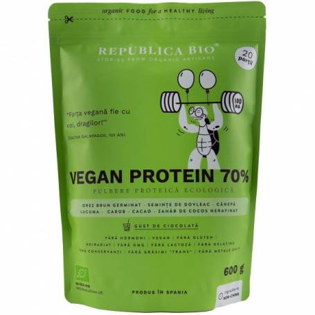 Vegan protein 70%, pulbere functionala, eco-bio, 600g - Republica bio