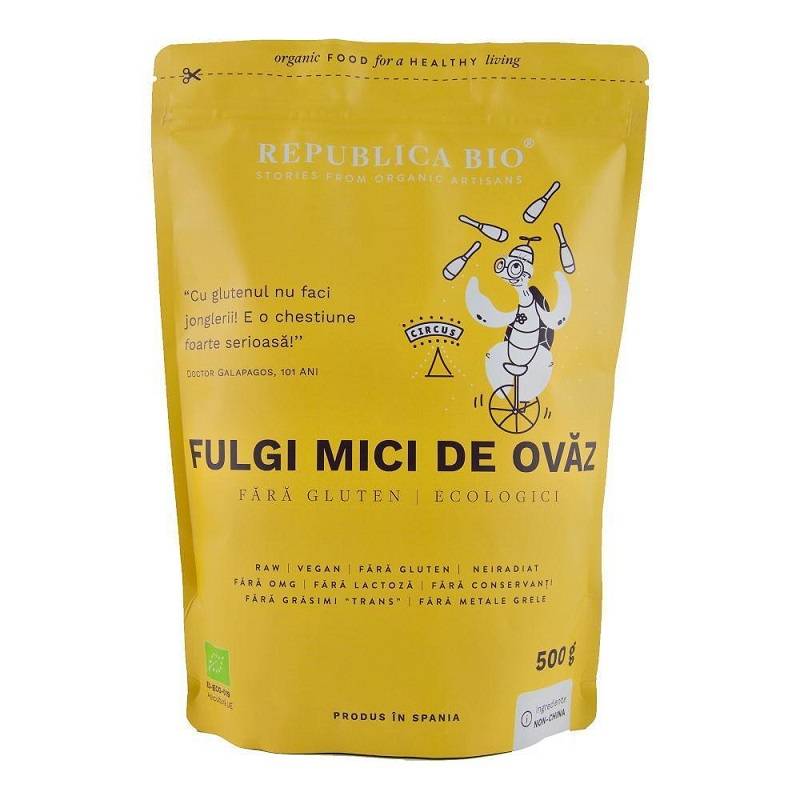 Fulgi de ovaz mici, fara gluten, eco-bio, 500g - Republica Bio