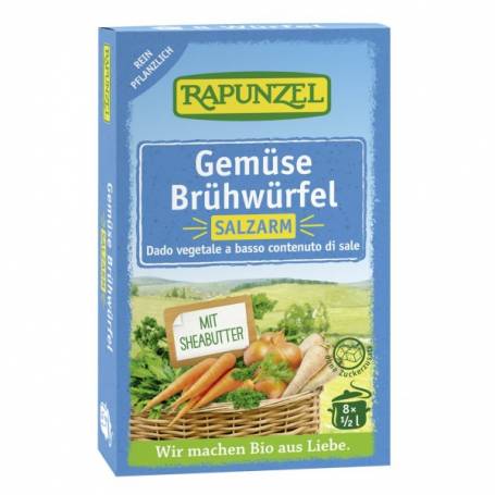 Cuburi de supa de legume cu putina sare, 68g - Rapunzel