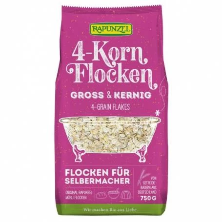 Fulgi mari din 4 cereale, eco-bio, 750g - Rapunzel