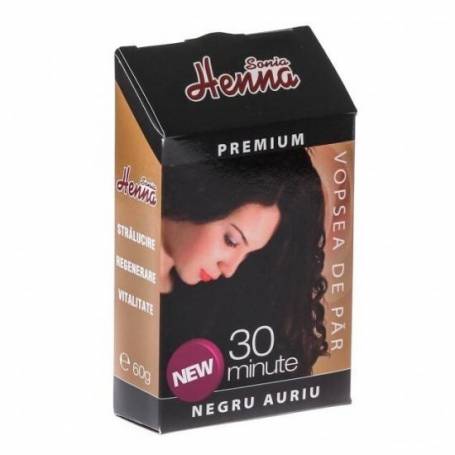 Vopsea de par cu henna, nuanta negru auriu, 30 minute - 60g - Henna Sonia