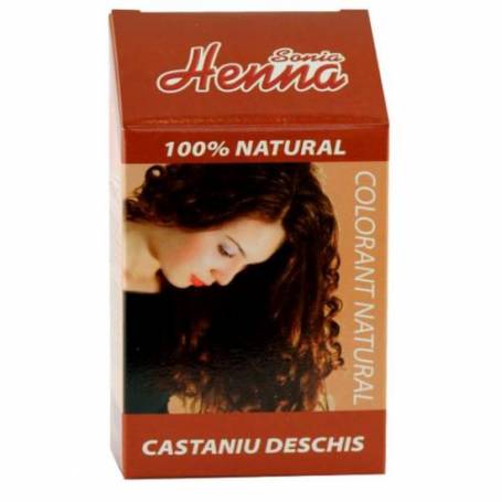 Colorant natural de par cu henna, nuanta castaniu deschis, 100g - Henna Sonia