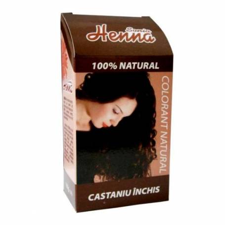 Colorant natural de par cu henna, nuanta castaniu inchis, 100g - Henna Sonia