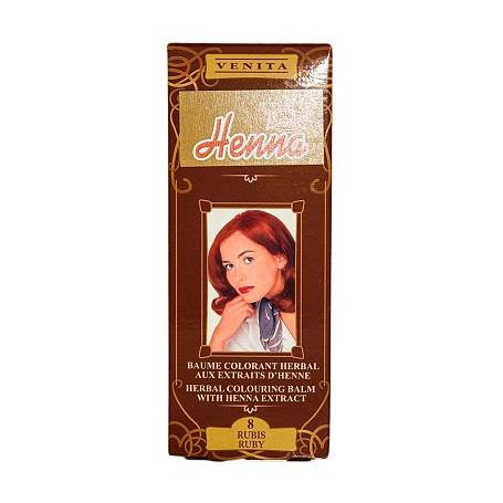 Balsam colorant pentru par nr8, nuanta rosu rubiniu, 75g - Henna Sonia