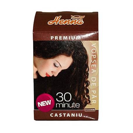 Vopsea de par cu henna, nuanta castaniu, 30 minute - 60g - Henna Sonia