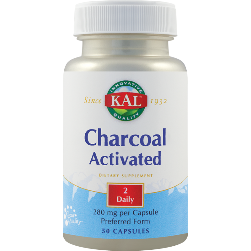 Charcoal Activated (Carbune medicinal) 280mg, 50 caps, KAL, Secom