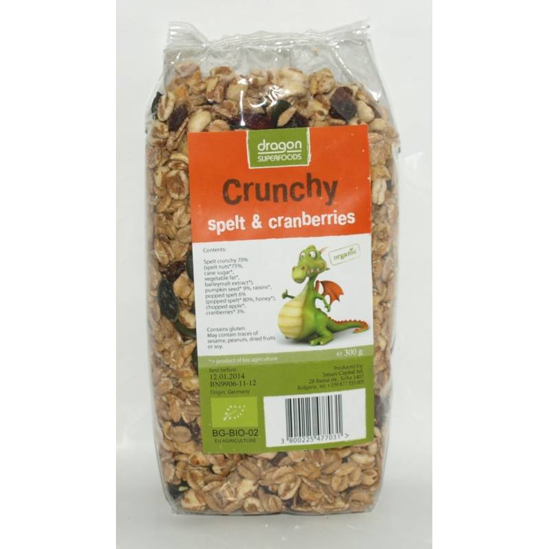 Muesli CRUNCHY cu spelta si merisoare 300g - eco-bio - Dragon