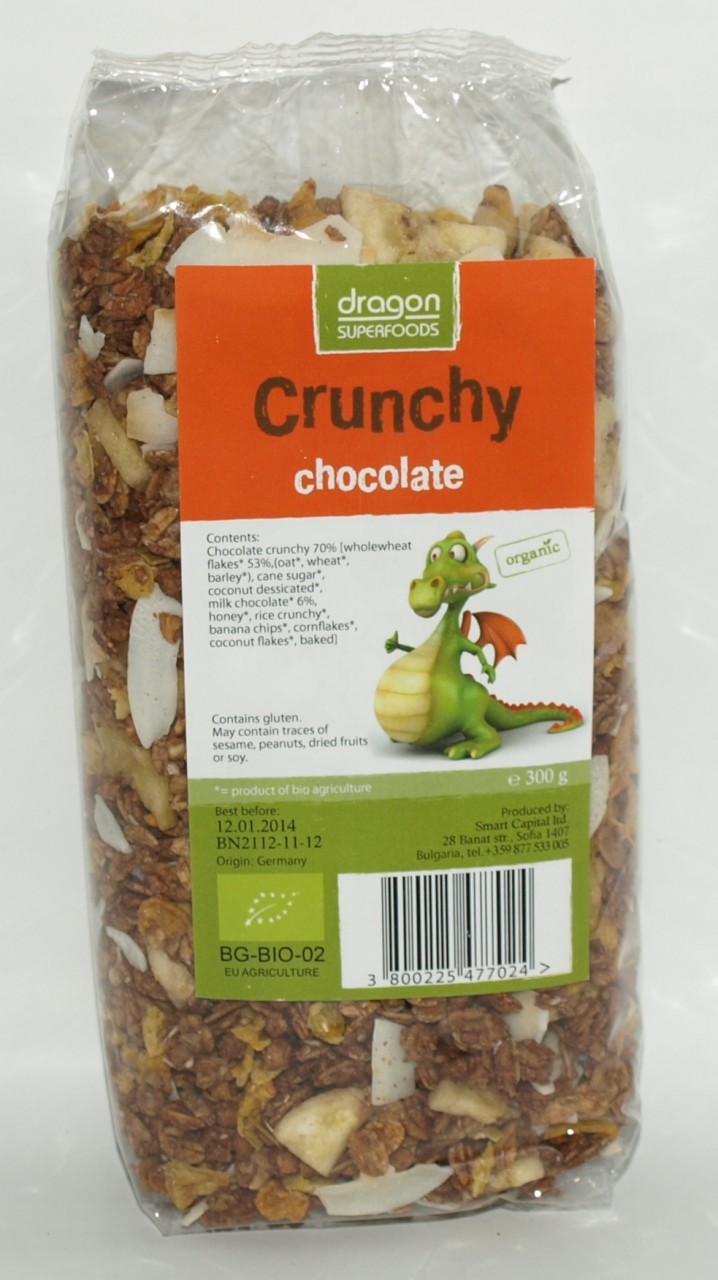 Muesli crunchy cu ciocolata 300g - eco-bio - dragon superfoods