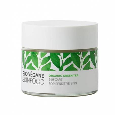 Crema de fata calmanta cu Ceai Verde 24H Care,pentru ten sensibil - 50ml - Bio:Vegane Skinfood