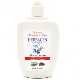 Sapun lichid cu ioni de argint si uleiuri esentiale de rozmarin si cuisoare 350ml - Herbagen