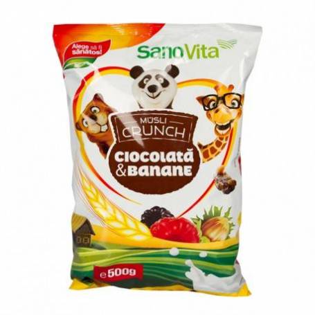 Musli crunch banane si ciocolata 500g - SanoVita