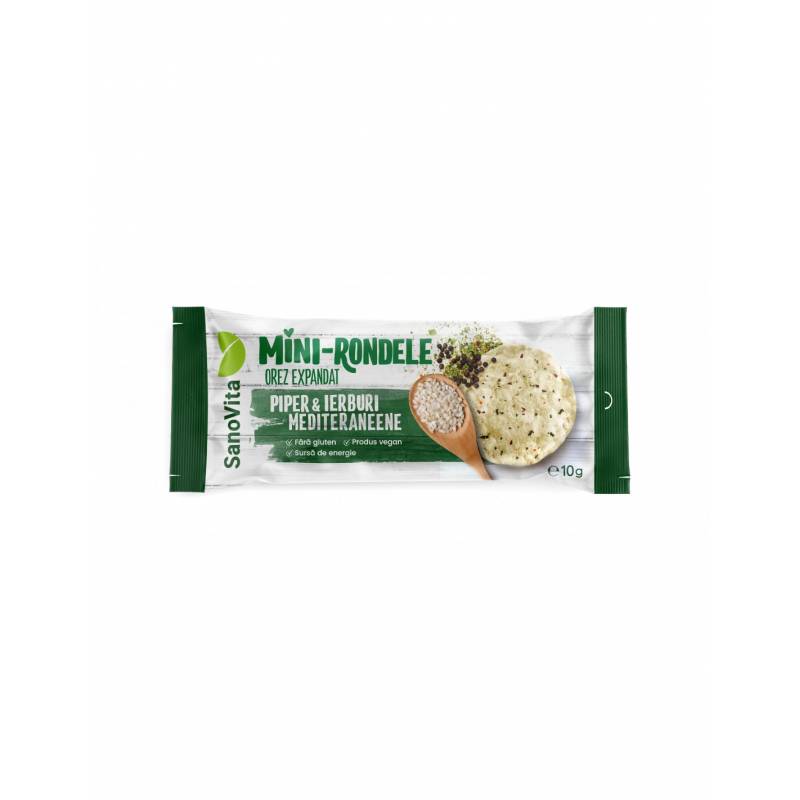 Mini-rondele din orez cu piper si ierburi, 10g - Sano Vita