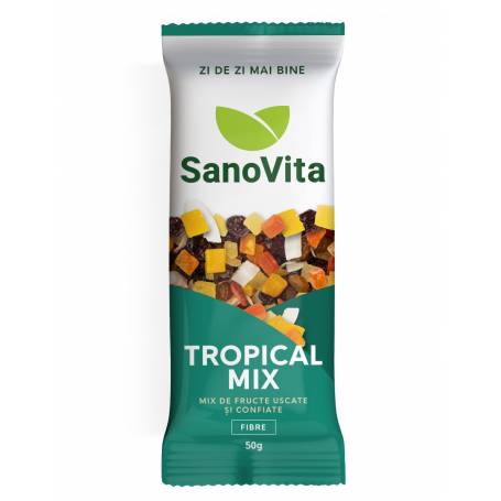 Mix fructe uscate si confiate, Tropical mix, 50g - Sano Vita