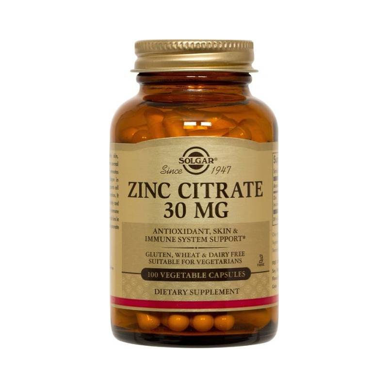 Zinc citrate, 30mg, 100cps - Solgar