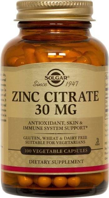 Zinc cictrate, 30mg, 100cps - solgar