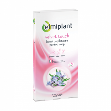 Benzi depilatoare pentru corp, Velvet touch, 12benzi si 2 servetele - Elmiplant