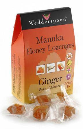 Bomboane cu miere de manuka, ghimbir si echinacea 120g - wedderspoon