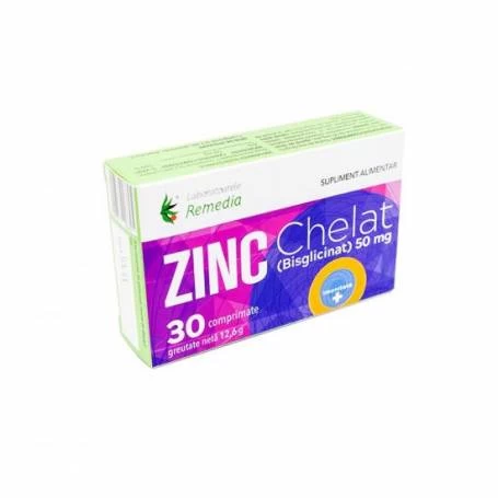 Zinc Chelat Bisglicinat 50mg, 30cpr - Remedia
