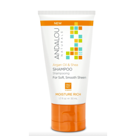 Sampon pentru par uscat, Argan Oil and Shea Moisture Rich Shampoo, 50ml - Secom - Andalou