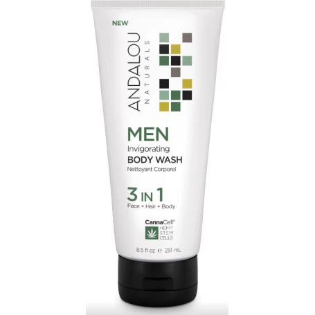 Gel de dus 3 in 1, MEN Invigorating Body Wash, 251g - Secom - Andalou