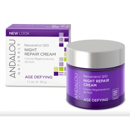 Crema de noapte reparatoare, Resveratrol Q10 Night Repair Cream, 50g - Secom - Andalou