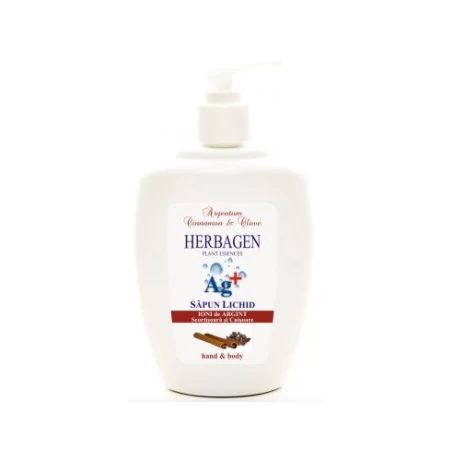 Sapun lichid cu ioni de argint si uleiuri esentiale de rozmarin si cuisoare, 350ml - Herbagen