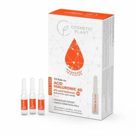 Fiole cu acid hialuronic 4D, FaceCare, 10fiole x 2 ml - Cosmetic Plant