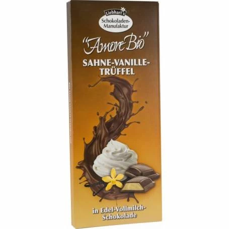 Ciocolata cu lapte umpluta cu frisca, vanilie si trufe, 100g - Liebhart's Amore Bio