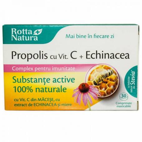 Propolis cu Vitamina C si Echinaceea 30cp masticabile - Rotta Natura