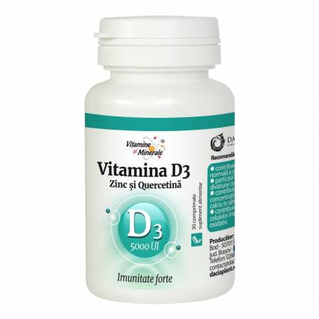 Vitamina D3 5000UI Zinc si Quercetina, 30cpr - Dacia Plant