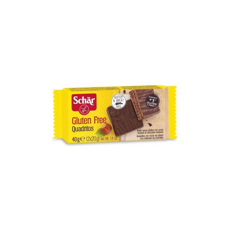 Napolitane invelite in ciocolata neagra, Quadritos, fara gluten, 40g