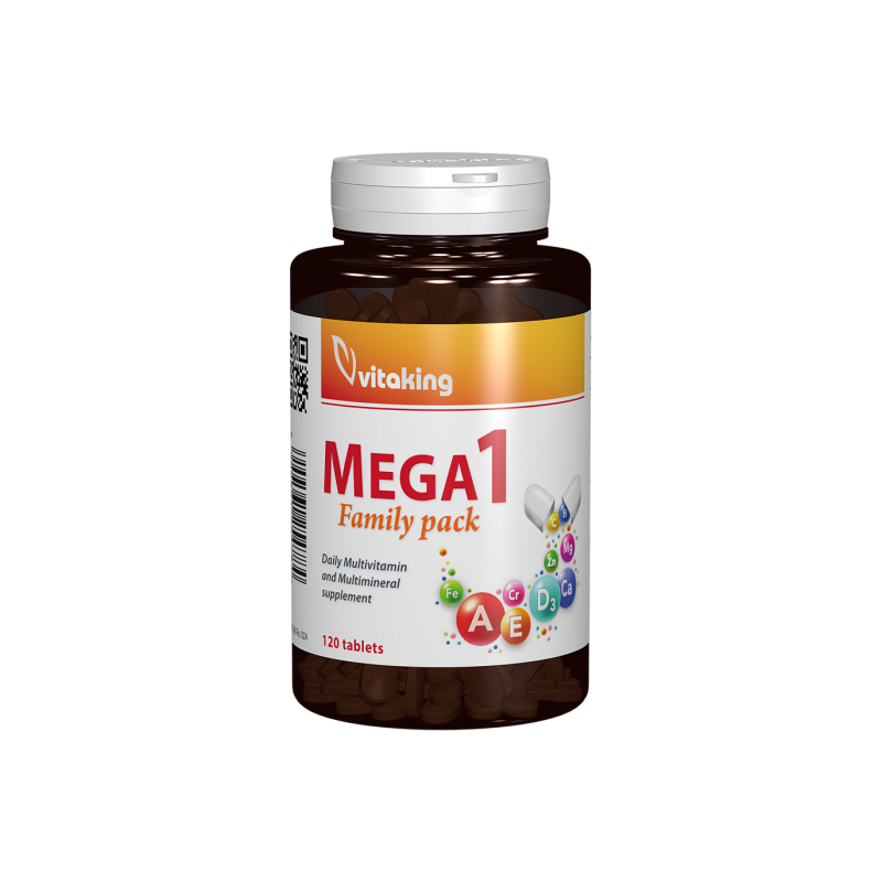 Multivitamina cu minerale Mega 1 cu folat natural, 120cpr - Vitaking
