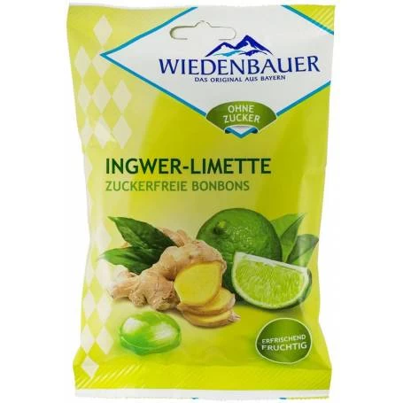 BOMBOANE FARA ZAHAR CU GHIMBIR SI LIMETE 75G - WIEDENBAUER