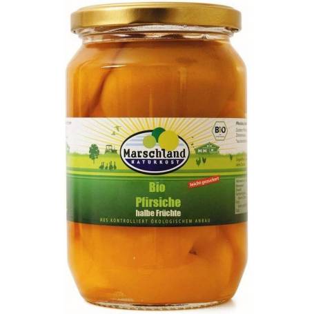 Compot de piersici jumatati, eco-bio, 680g - Marschland