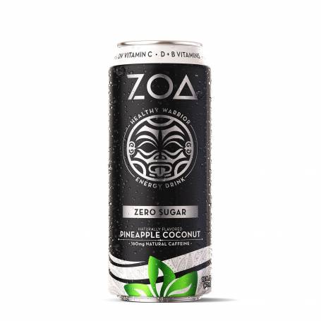 Zoa energy drink zero sugar, bautura energizanta zero zahar cu aroma de cocos si ananas, 473ml - Gnc