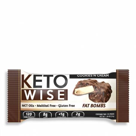 Keto wise fat bombs, bomboane invelite in ciocolata cu aroma de biscuiti si frisca, 34g - Gnc
