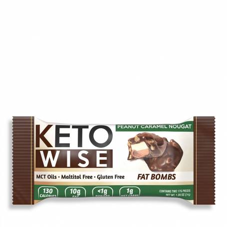 Keto wise fat bombs, bomboane invelite in ciocolata  cu aroma de arahide, caramel si nuga, 34g - Gnc