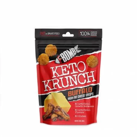 Fbomb keto krunch, bullete crocante cu aroma de branza si aripioare condimentate, 50g - Gnc