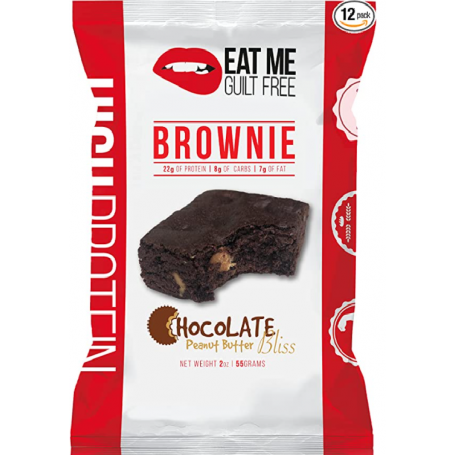 Eat me guilt free brownie prajitura proteica cu aroma de ciocolata si unt de arahide, 55 g - Gnc